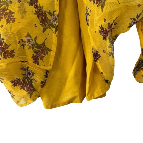 Sundance Small Floral Dreams Blouse Top Boho Yellow Gold Tassels Womens - Picture 12 of 15